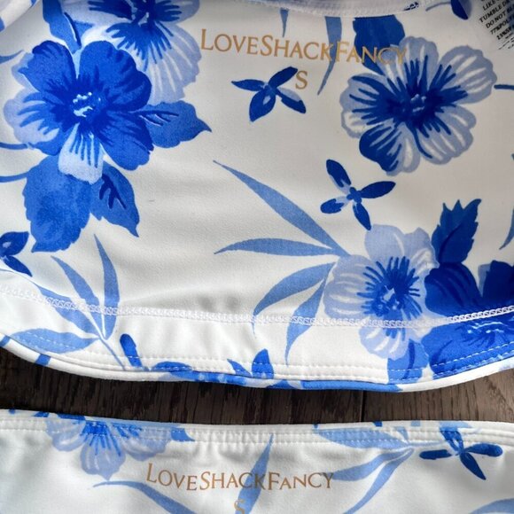 LoveShackFancy Adries Blue White Floral Active Set Top & Leggings Size S NWOT - Picture 3 of 6